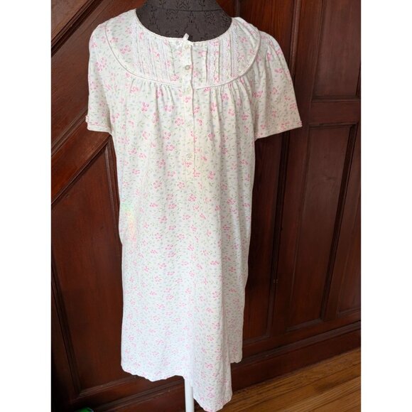 Vintage Floral Short Sleeve Nightgown Fundamentals Size M Pink & Blue Flowers - Picture 1 of 8